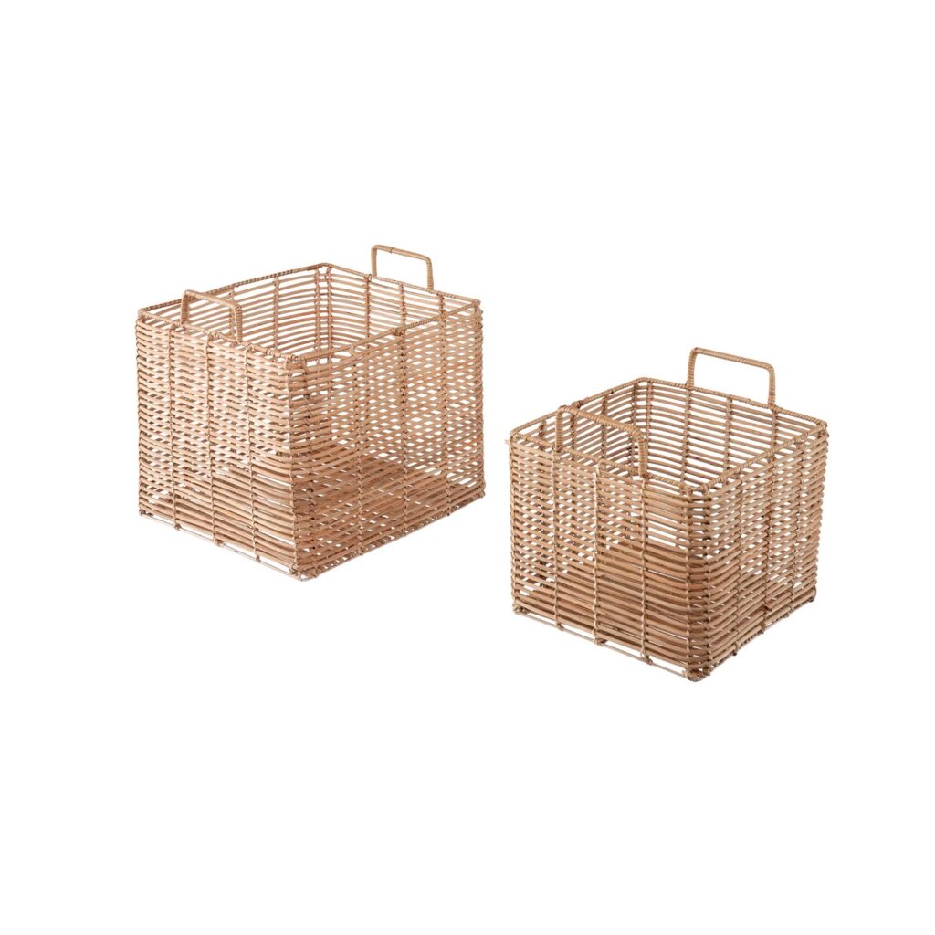 Набор из 2 квадратных корзин Dalina из 100% ротанга от компании M-Lion мебель - фото 1