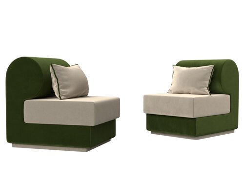 Набор Кипр-1 (2 кресла), микровельвет, бежевый, зеленый