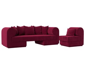 Набор Кипр-2 (диван, кресло), микровельвет, бордовый