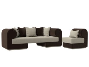 Набор Кипр-2 (диван, кресло), рогожка, корфу 02, коричневый