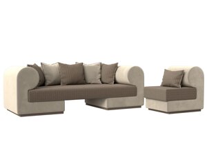Набор Кипр-2 (диван, кресло), рогожка, корфу 03, бежевый