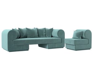 Набор Кипр-2 (диван, кресло), велюр, бирюзовый