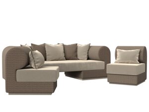 Набор Кипр-3 (диван, 2 кресла), микровельвет, бежевый, корфу 03