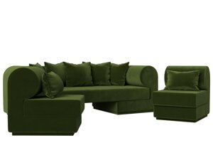 Набор Кипр-3 (диван, 2 кресла), микровельвет, зеленый