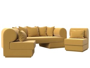 Набор Кипр-3 (диван, 2 кресла), микровельвет, желтый