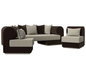 Набор Кипр-3 (диван, 2 кресла), рогожка, корфу 02, коричневый
