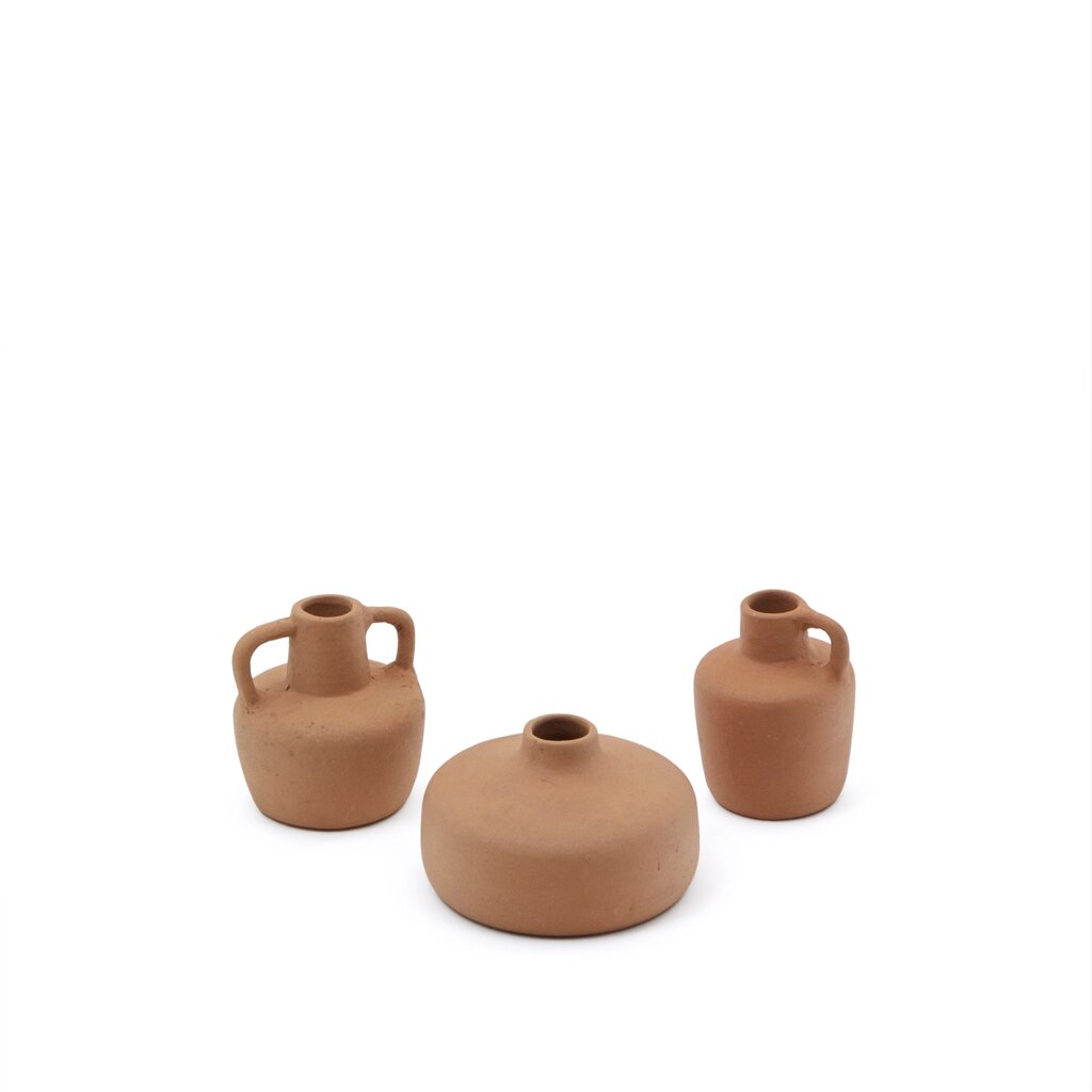 Набор Sofra из 3-х терракотовых ваз, 6 см-7 см-10 см от компании M-Lion мебель - фото 1