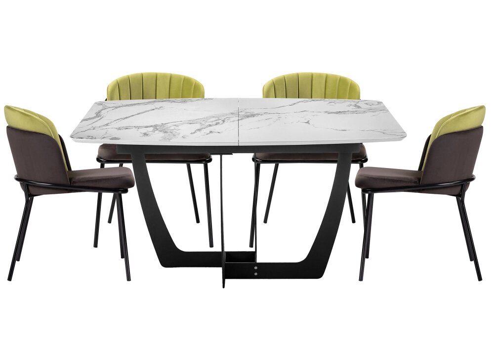Обеденная группа Лиара темно-коричневый - оливковый - белый мрамор - графит от компании M-Lion мебель - фото 1