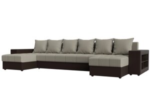 П-образный диван Дубай полки справа | Корфу 02 | коричневый