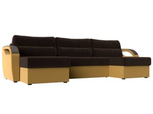 П-образный диван Форсайт | Коричневый | Желтый