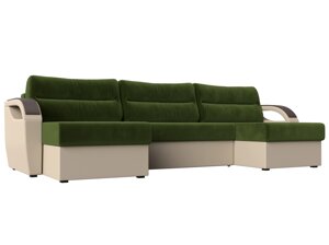 П-образный диван Форсайт | Зеленый | Бежевый