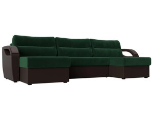 П-образный диван Форсайт | зеленый | коричневый