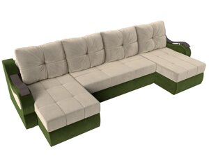 П-образный диван Меркурий | бежевый | зеленый