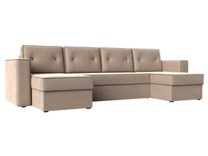 П-образный диван Принстон | бежевый | коричневый