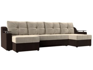 П-образный диван Сенатор | бежевый | коричневый