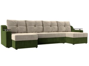 П-образный диван Сенатор | бежевый | зеленый