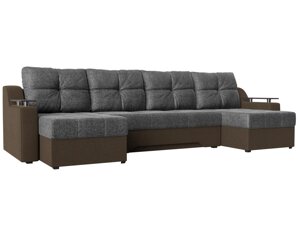 П-образный диван Сенатор | Серый | коричневый