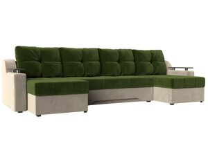 П-образный диван Сенатор | Зеленый | Бежевый