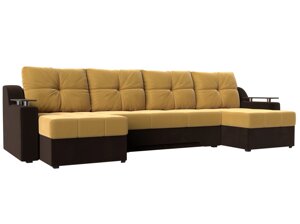 П-образный диван Сенатор | Желтый | коричневый