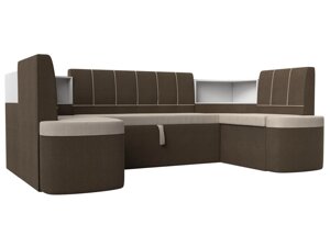 П-образный диван Тефида | бежевый | коричневый