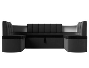 П-образный диван Тефида | черный | серый