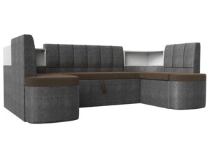 П-образный диван Тефида | коричневый | Серый
