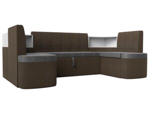 П-образный диван Тефида | Серый | Коричнеый