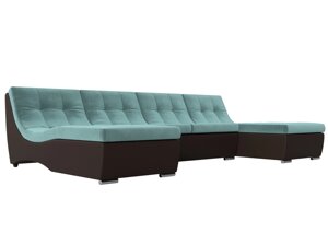 П-образный модульный диван Монреаль | Бирюзовый | Коричневый