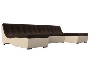 П-образный модульный диван Монреаль | Коричневый | Бежевый