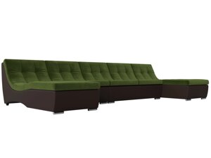 П-образный модульный диван Монреаль Long | зеленый | коричневый