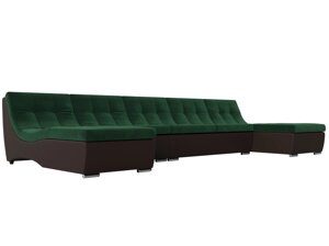 П-образный модульный диван Монреаль Long | зеленый | коричневый