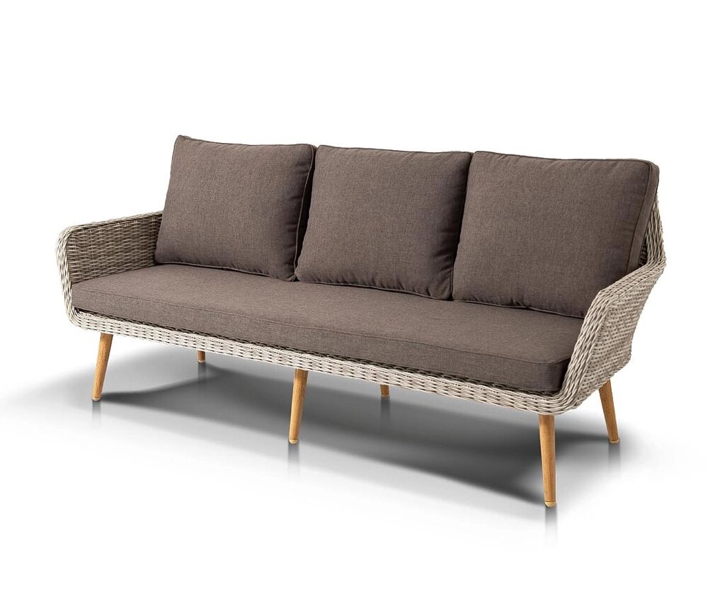 "Прованс" диван из искусственного ротанга трехместный, цвет бежевый от компании M-Lion мебель - фото 1