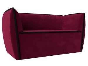 Прямой диван Бергамо 2-х местный | Бордовый | Черный