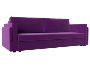 Прямой диван Лига-007, микровельвет, фиолетовый