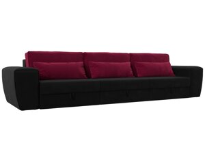 Прямой диван Лига-008 Long | Черный | Бордовый