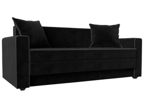 Прямой диван Лига-012 | черный | серый