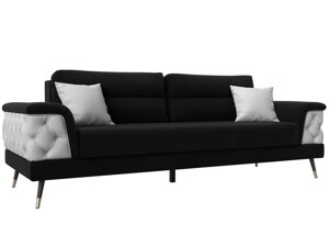 Прямой диван Лига-023 | Черный | Белый