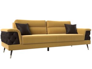Прямой диван Лига-023 | Желтый | коричневый