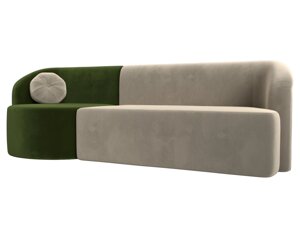 Прямой диван Лига-027 угол левый | Бежевый | Зеленый
