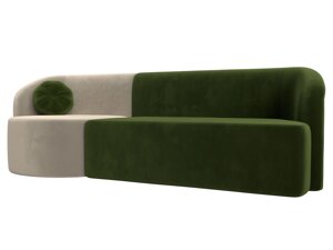 Прямой диван Лига-027 угол левый | Зеленый | Бежевый