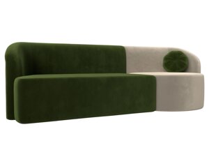 Прямой диван Лига-027 угол правый | Зеленый | Бежевый