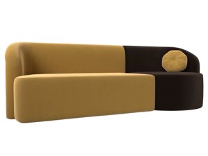 Прямой диван Лига-027 угол правый | Желтый | коричневый