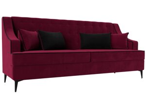 Прямой диван Марк | Бордовый | Черный