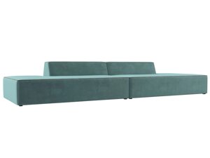 Прямой модульный диван Монс Лофт | Бирюзовый | Коричневый