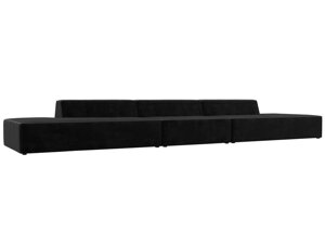 Прямой модульный диван Монс Лонг | черный | серый