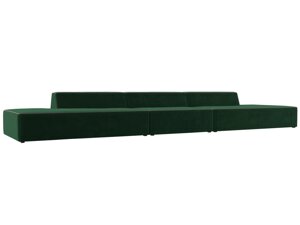 Прямой модульный диван Монс Лонг | Зеленый | Коричневый