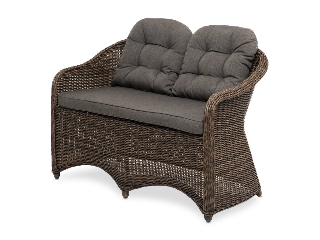 "Равенна" диван двухместный плетенный из ротанга, цвет коричневый от компании M-Lion мебель - фото 1