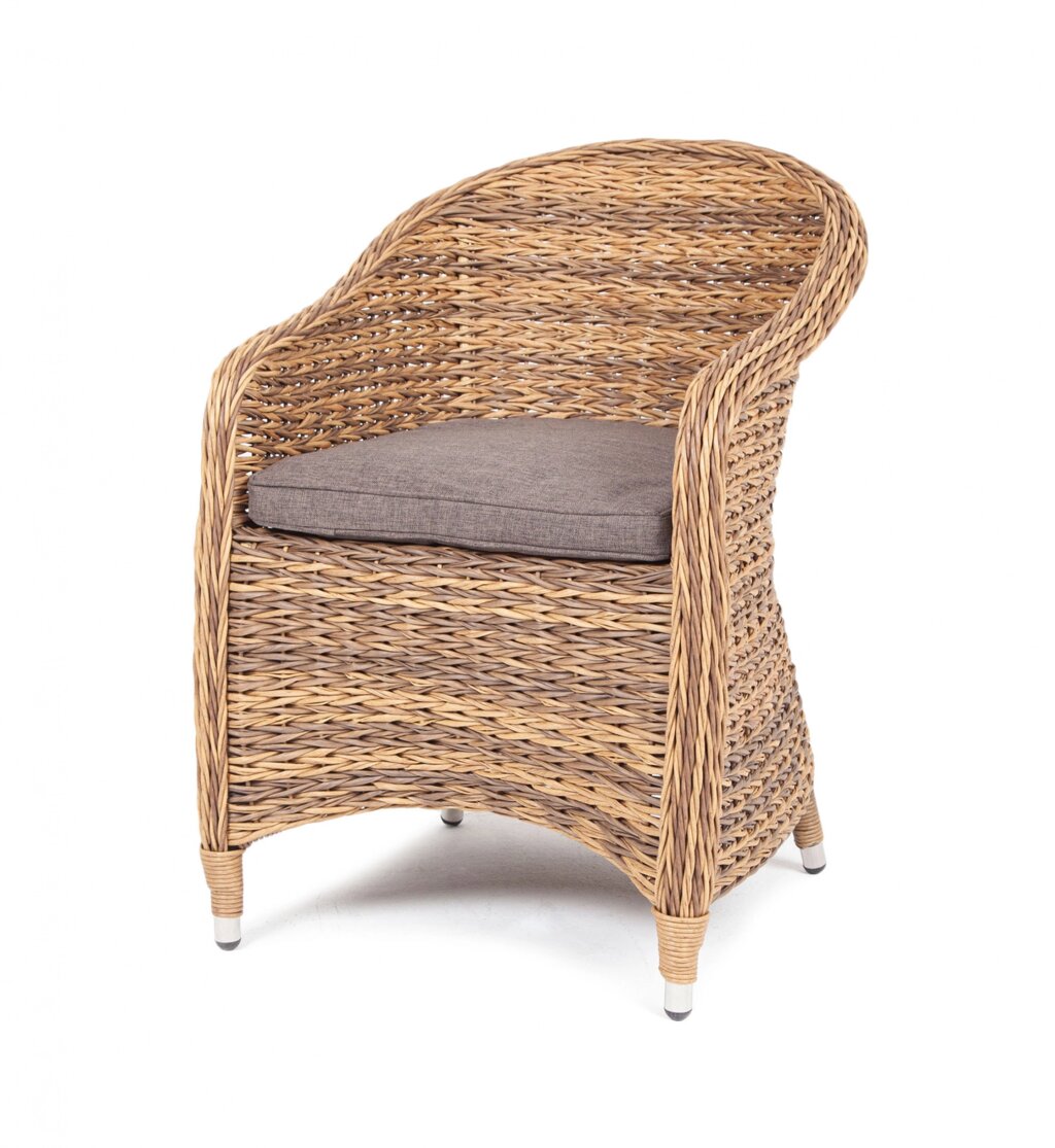 "Равенна" плетеное кресло из искусственного ротанга (гиацинт), цвет соломенный от компании M-Lion мебель - фото 1