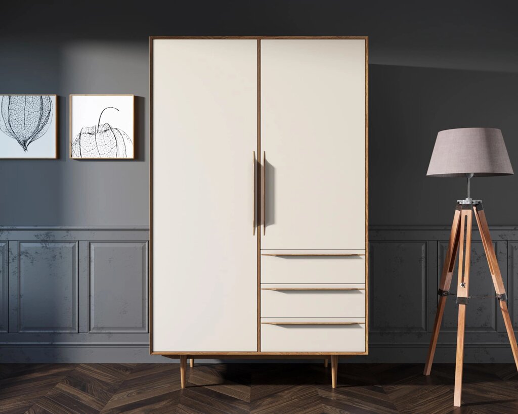 Шкаф в скандинавском стиле "Bruni white" с ящиками арт BR27WH от компании M-Lion мебель - фото 1