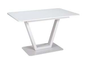 Стол раздвижной со стеклом "Vincent-120"Белый оптивайт - Белый) 120(160)х80